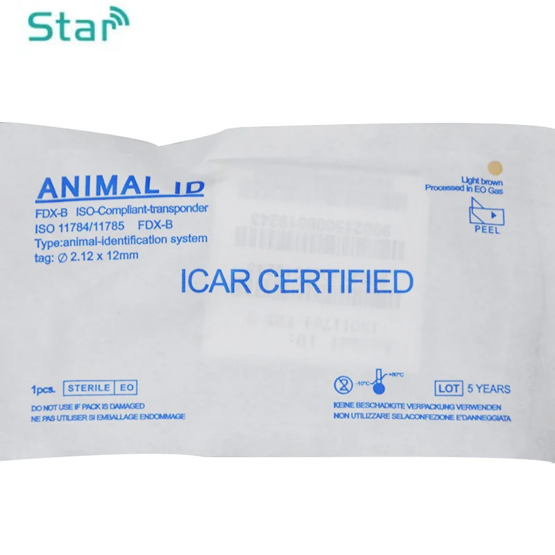 Separated Animal Needle FDX-B Pet ID Tag 134.2KHz Animal Microchip Syringe 2.12x12MM Injector Matching Recycle Metal Injector