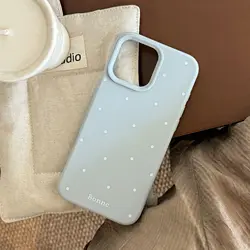 Korean Polka Dot Soft Shockproof Candy Color Phone Case Cover - iPhone 13 (LIGHT BLUE)