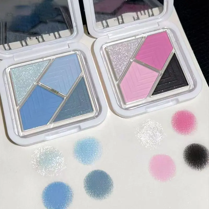 4 Colors Eye Shadow Palette Matte Glitter Green Eyeshadow Pink Black Eye Shadow Pigments Professional Makeup Palette, eye shadow plate