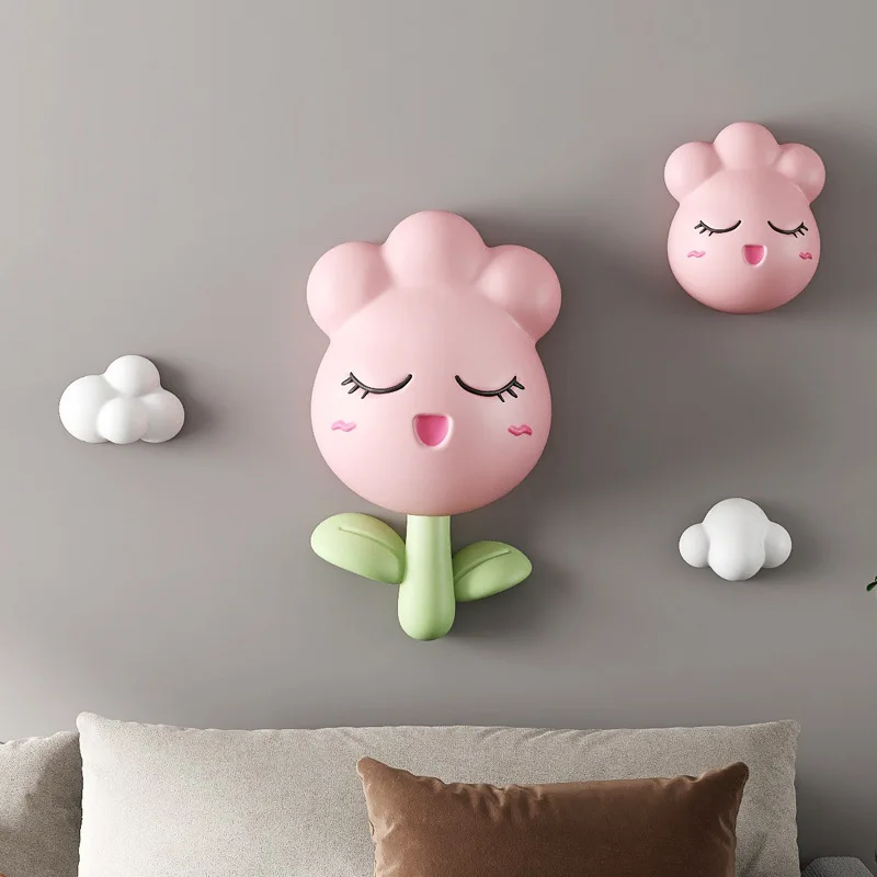 

Modern Cute Cartoon 3D Tulip Resin Wall Ornaments Home Porch Background Wall Hanging Crafts Cafe Store Club Wall Sticker Decor