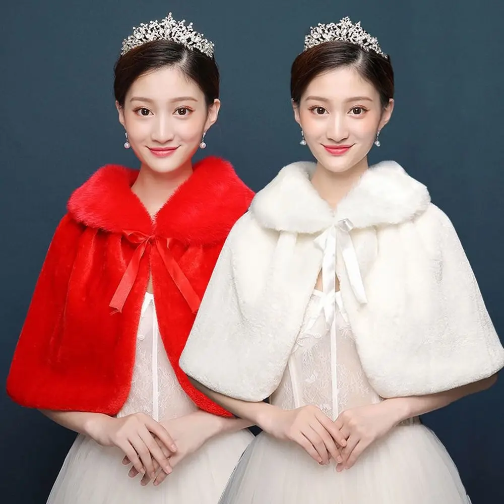 Fur White Wedding Jackets Bridal Wrap Wedding Accessories Elegant Wedding Bridal Shawl  Wrap Fur Shawl Winter Cape