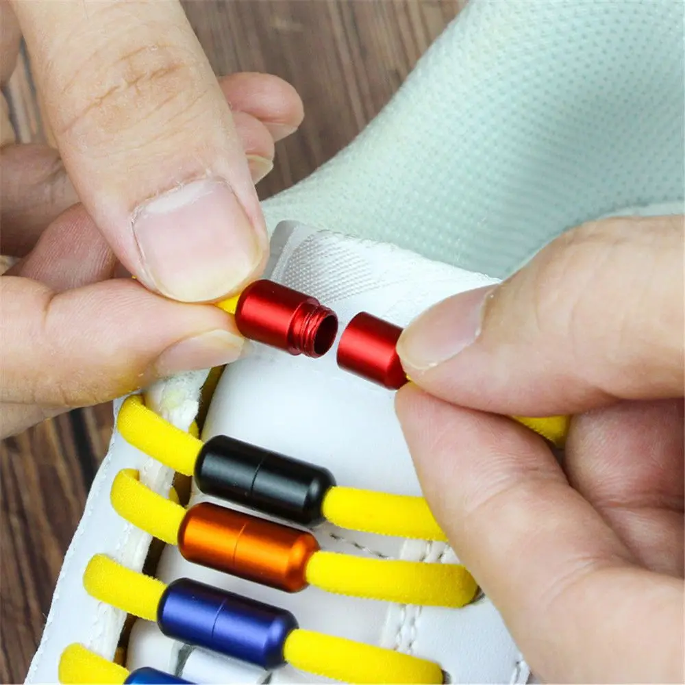 1Pair Metal Tip Round Shoelaces Elastic Shoe Laces New Quick Locking