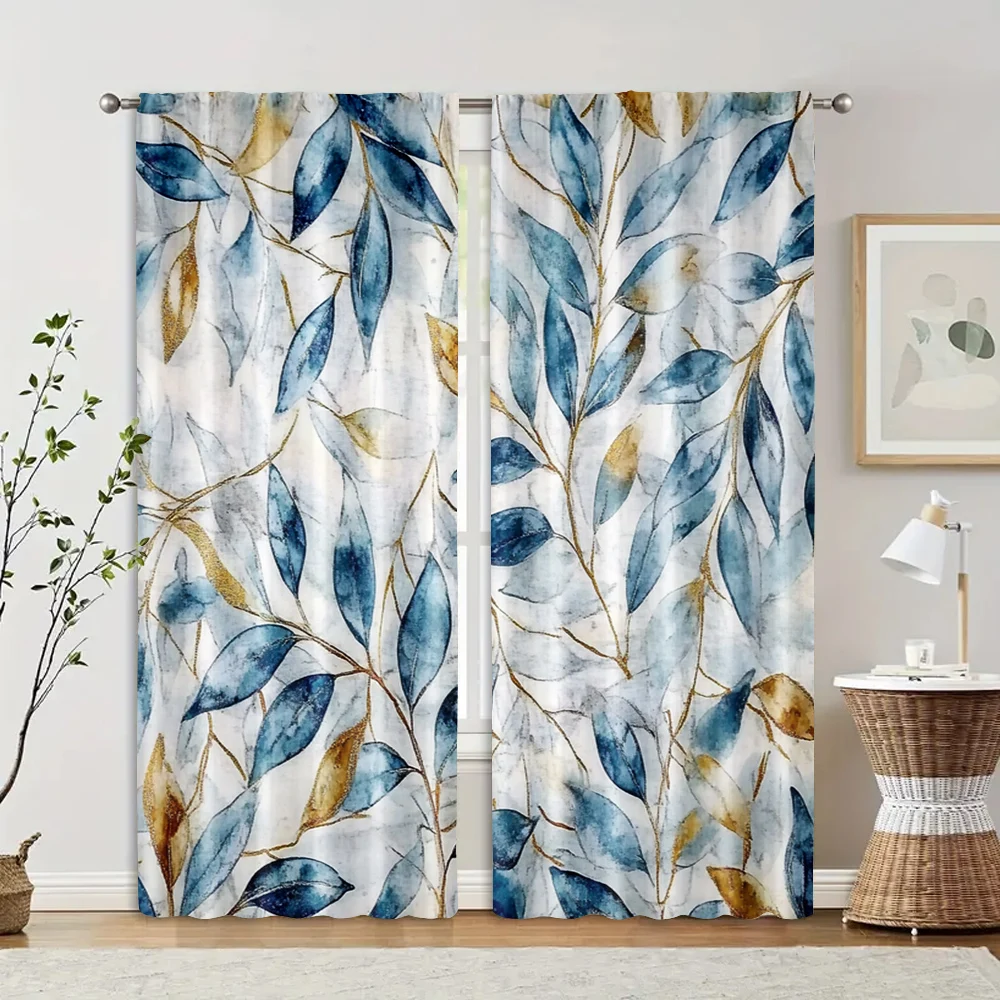 2pcs, Curtain Cloth 2D print Art Floral Durable Polyester (without rod) Decorations Clearance Ldeal for Bedroom, Living Room, 2
