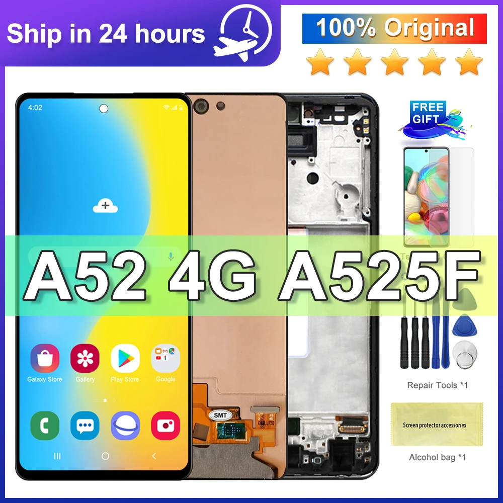 

100% Tested Original 6.5'' Display For Samsung Galaxy A52 LCD Display Touch Screen Digitizer For Samsung A52 4G A525F A525F/DS