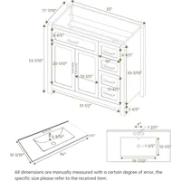 36 Inch White Modern Bathroom Sink with Sink, Storage Cabinet with 3 Drawers, Independent Bathroom Sink 2