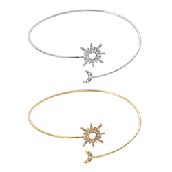 Arm Cuff Rhinestones Delicate Golden/Silver Armlet Armband Adjustable Bangle Dropship