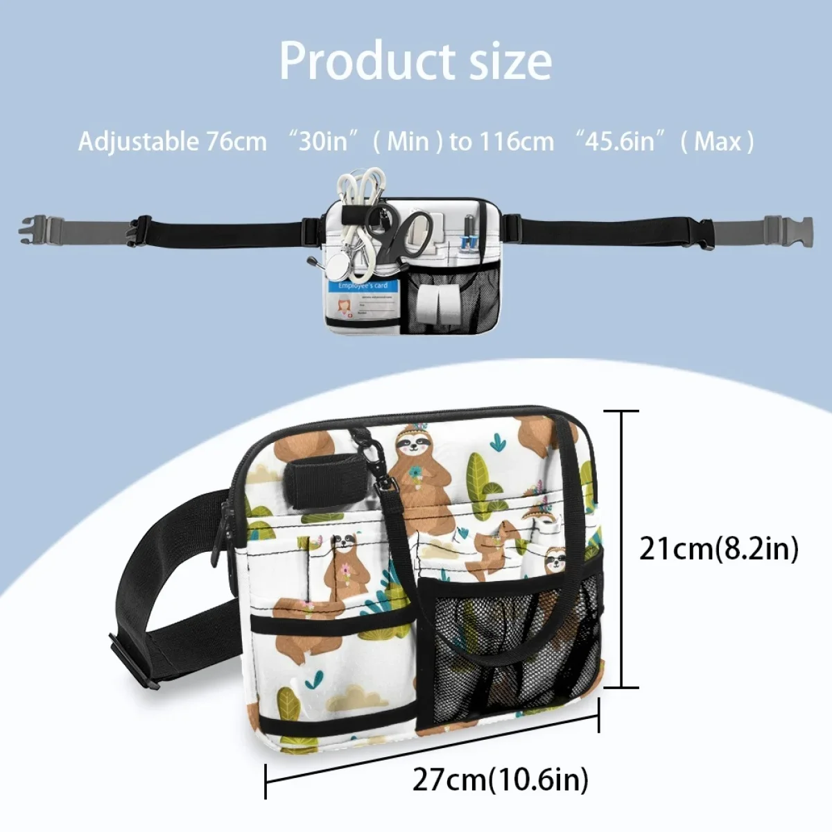 Cartoon Koala Print Fashion Nurse Waist Bag Medical Hospital Work Multi Pocket Adjustable Belt Bag Tool Holder Print on Demand