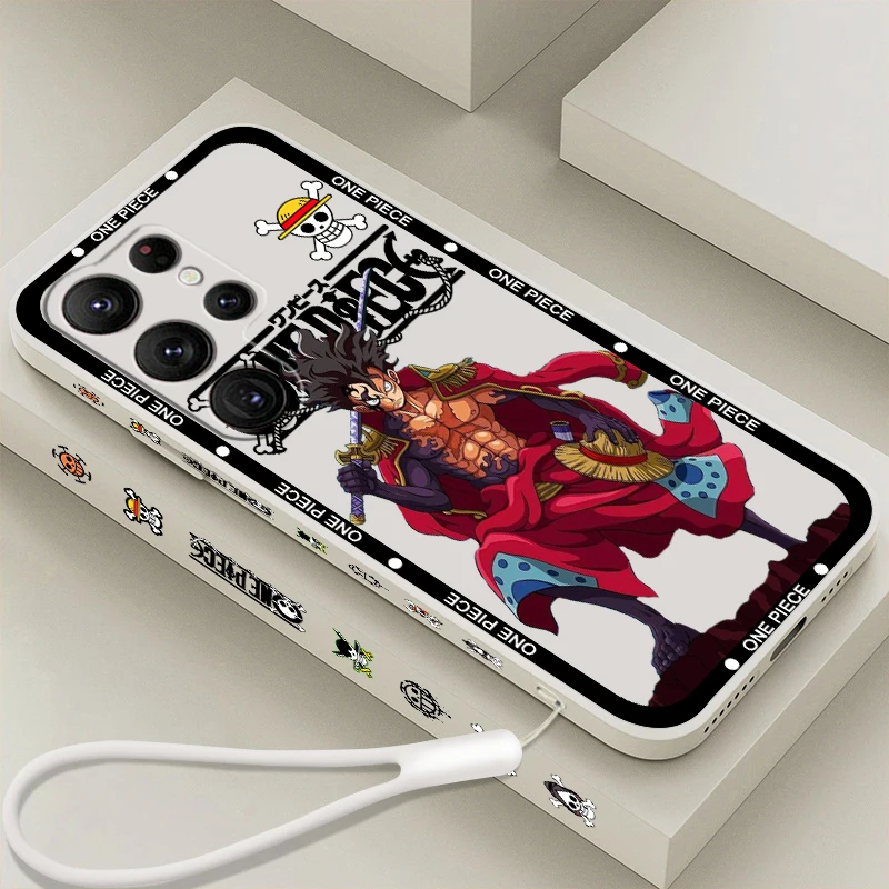 

One P-Piece Luffy Sanji Art Liquid Left Rope For Samsung Galaxy S23 S22 S21 S20 FE S10 Ultra Plus Lite 5G Cover TPU Phone Case