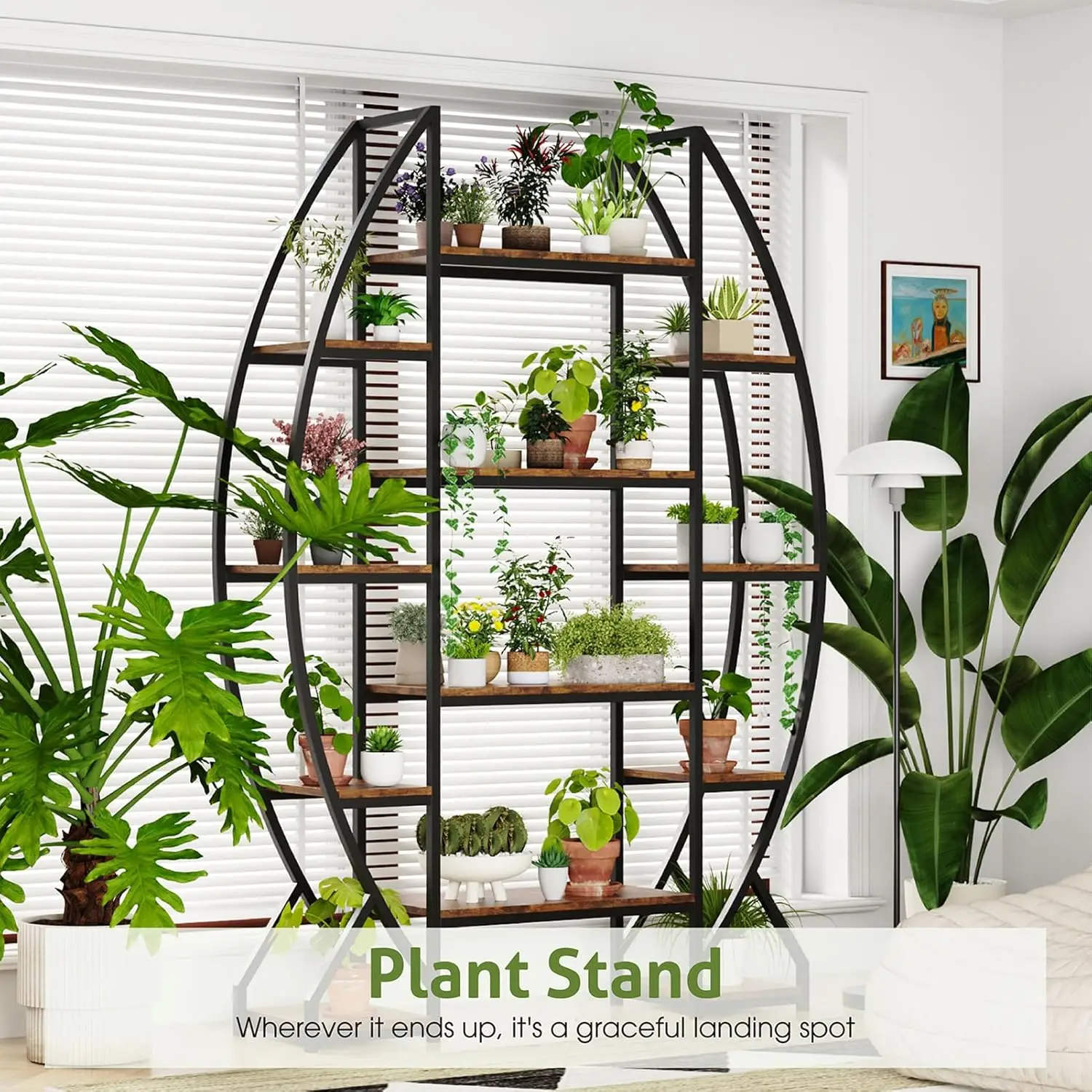 Redlife Large Oval Bookshelf 70'' Tall Open 5 Tier Industrial Bookcase Modern Bookshelves Display Shelves for Office Living Room 2