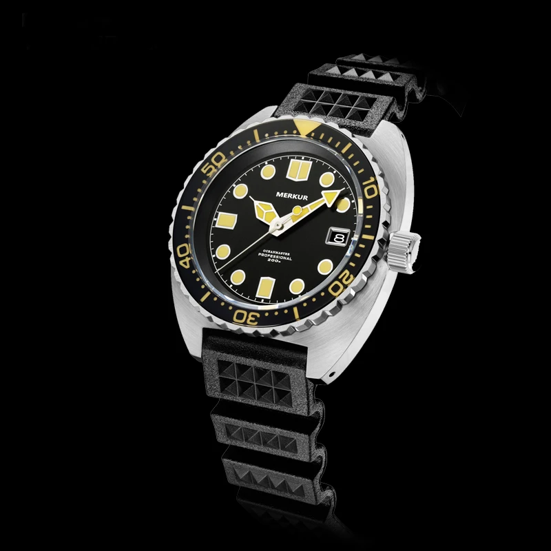 Merkur Skin Diver Watch Abalone Men's NH35 Automatic Watch 20atm Rubber Super Luminous Watch Relogio Masculino