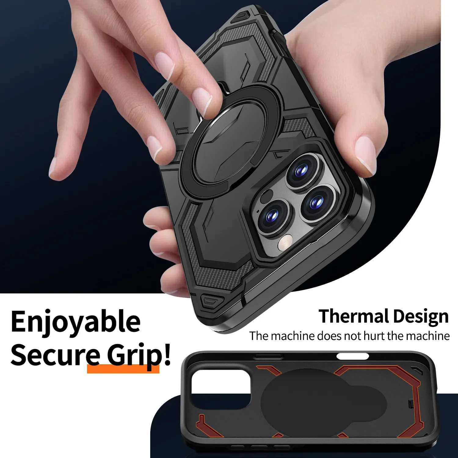 360° Rotating Metal Armor Magnetic Bracket Shockproof Bumper Case