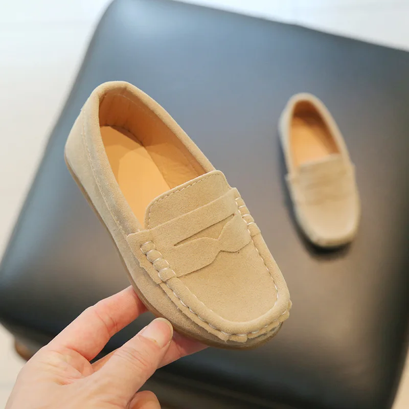 Boys Loafers Toddlers Kids Fashion Leather Shoes Slip-on Children Flats Classic Spring Autumn Flock Suede Fabric Moccasins Soft 5