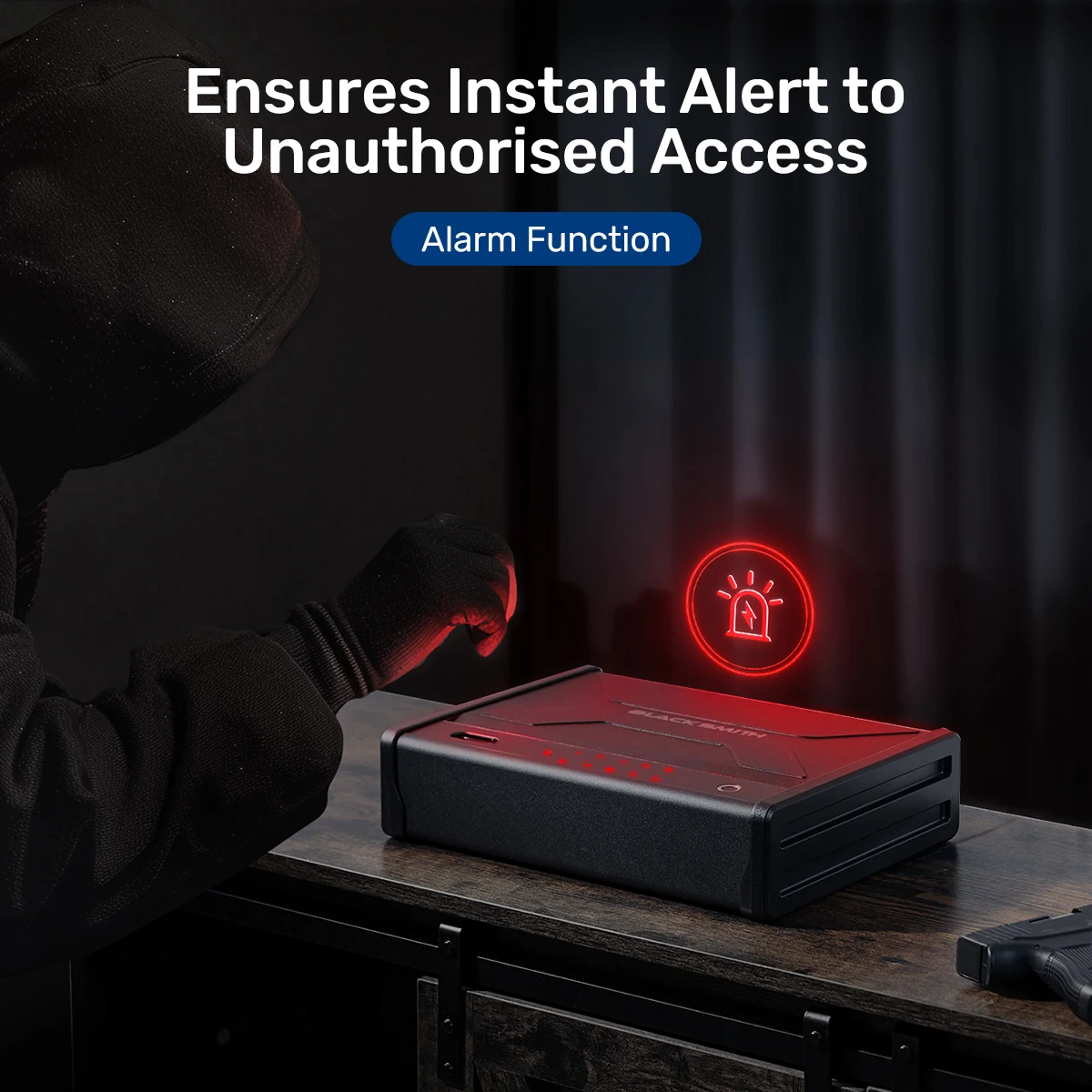 Stainless Steel Biometric Pistol Safe Box for 2 Handguns with Fingerprint and APP Control