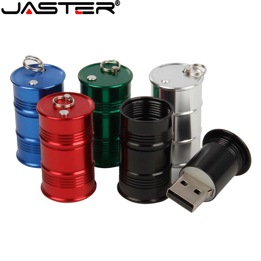 JASTER Colorful Oil Drum USB Flash Drives 128GB Metal Pen Drive 64GB Real Capacity Memory Stick 32GB Portable Pendrive 16GB 8GB