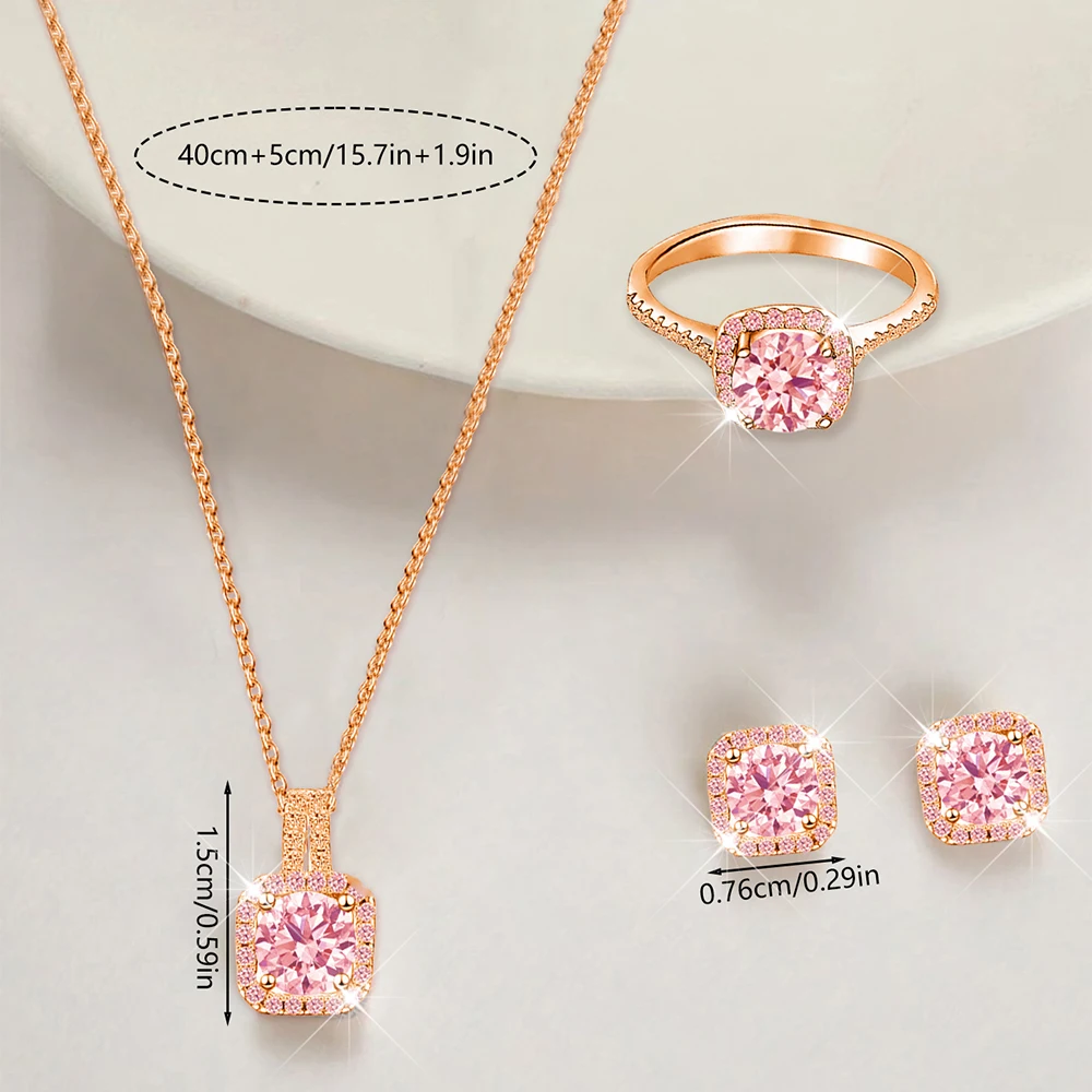 Jewelry Sets Shiny commemorative creative necklace earrings ring fashionable versatile party Christmas gift 4pcs