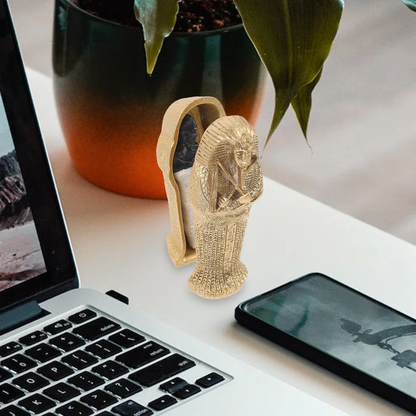 Sarcophagus With Mummy Figurine Set Egyptian Pharaoh Tombstone Historical Sculpture Mummy Coffins Figurines - Image 5