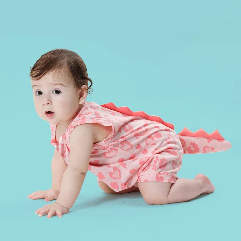 

0-24 Month Baby Clothes Bodysuit Cotton Sleeveless Romper Print Kawaii Dinosaur Newborn Boy Girl Onesie Cute Jumpsuit Toddler