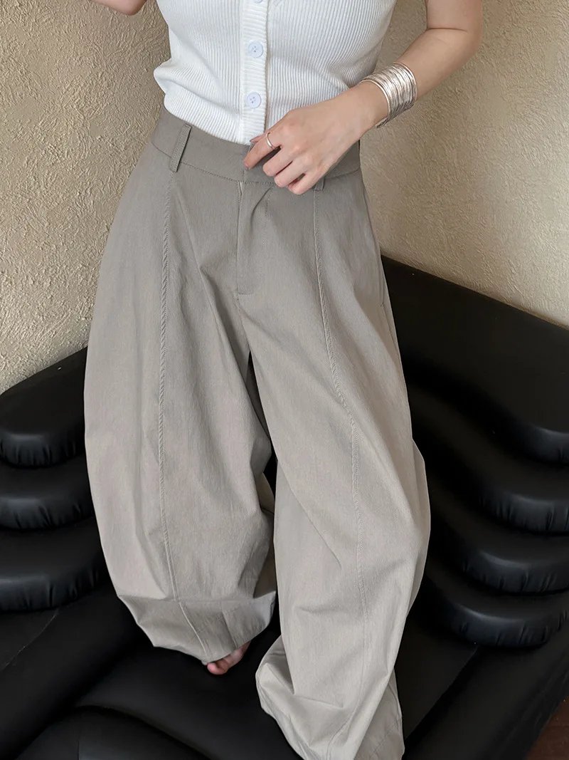 New Arrival 62% Cotton Women Big Wide Leg Pants High Waist Casual Stright Pants Female Women Clothes Trousers