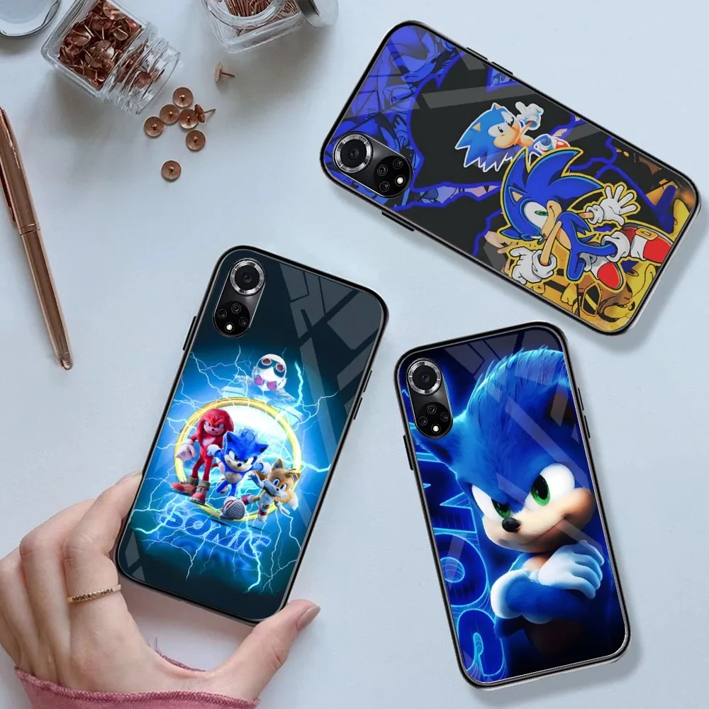 Sonics Cute H-Hedgehog Custodia In Vetro Temperato Per Huawei P Mate60 40 30 20 10 Pro Plus P50 P9 P P Plus Smart Z