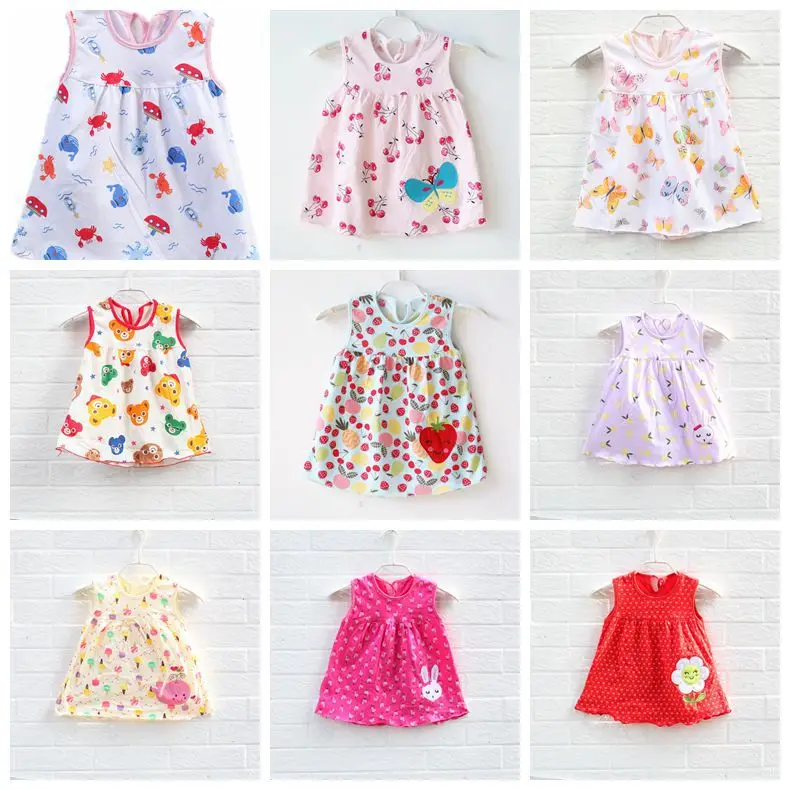 0-2years Baby Girls Summer Dress,Cotton Flower Printed Kids Clothes