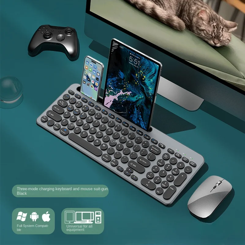 709 Dual-Mode Wireless Keyboard & Mouse Set Type-C Charging, Scissor Switch Design, Compatible with PC/Laptop/Tablet