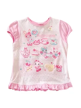 Japanese Girl Woman Clothing Cute Printed Short T-shirts Female Summer Colorful Short Tops Kawaii Pulover Youthful y2k Clothes 1