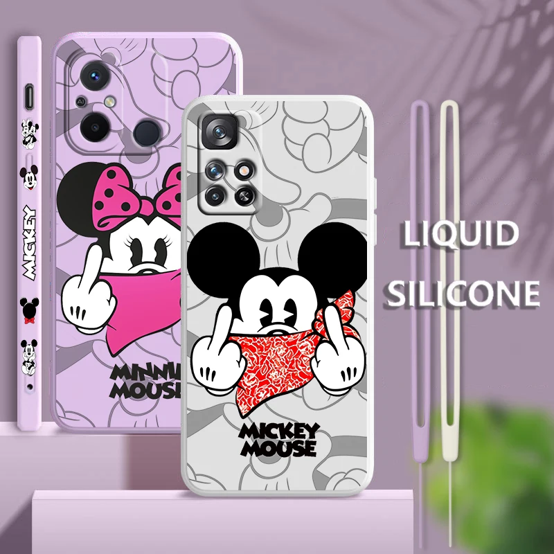 

Rap Minnie Mickey Cool For Xiaomi Redmi 12 12C 11 Prime A1 10 10X 9 9A 9AT 8 Pro 4G 5G Liquid Left Rope Phone Case Coque Capa