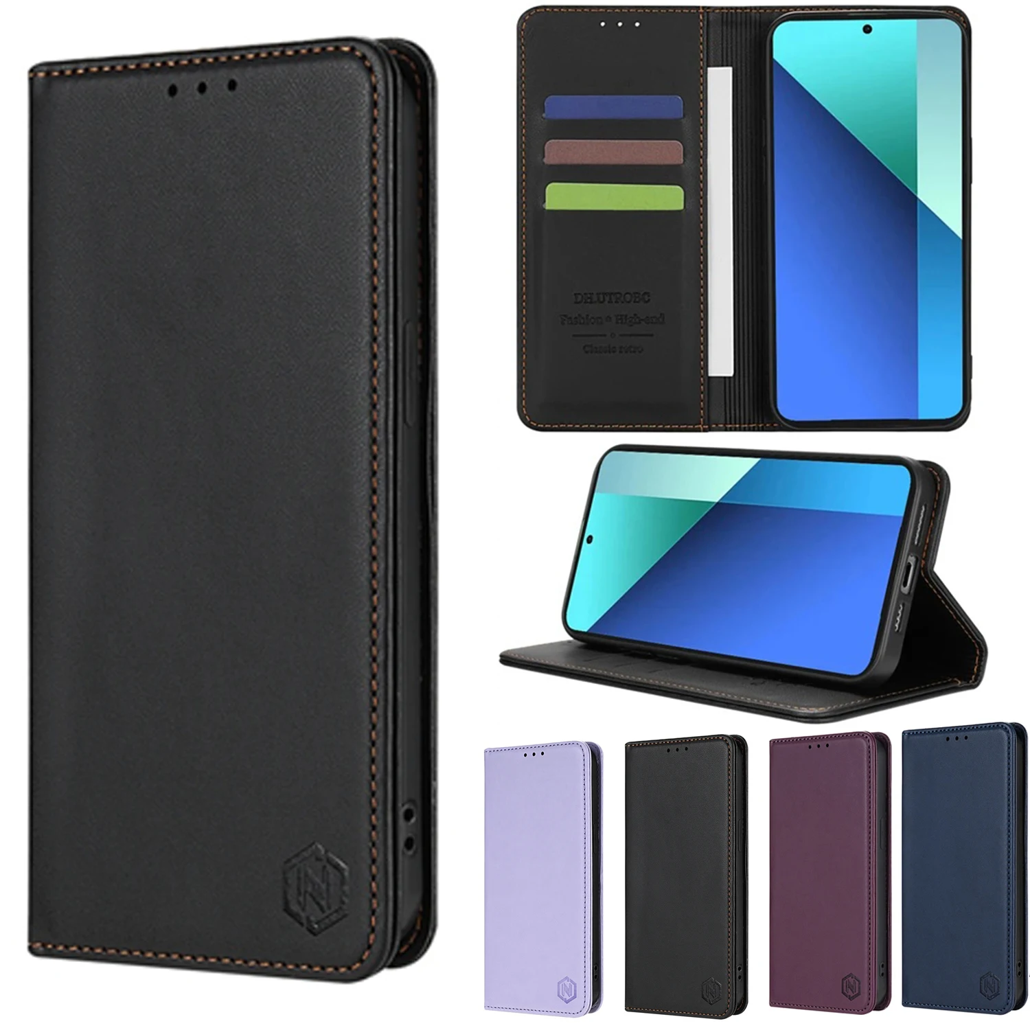 Magnetic Leather Flip Wallet Phone Case With Card Slots For Moto Edge 40 Pro (Black - View #7