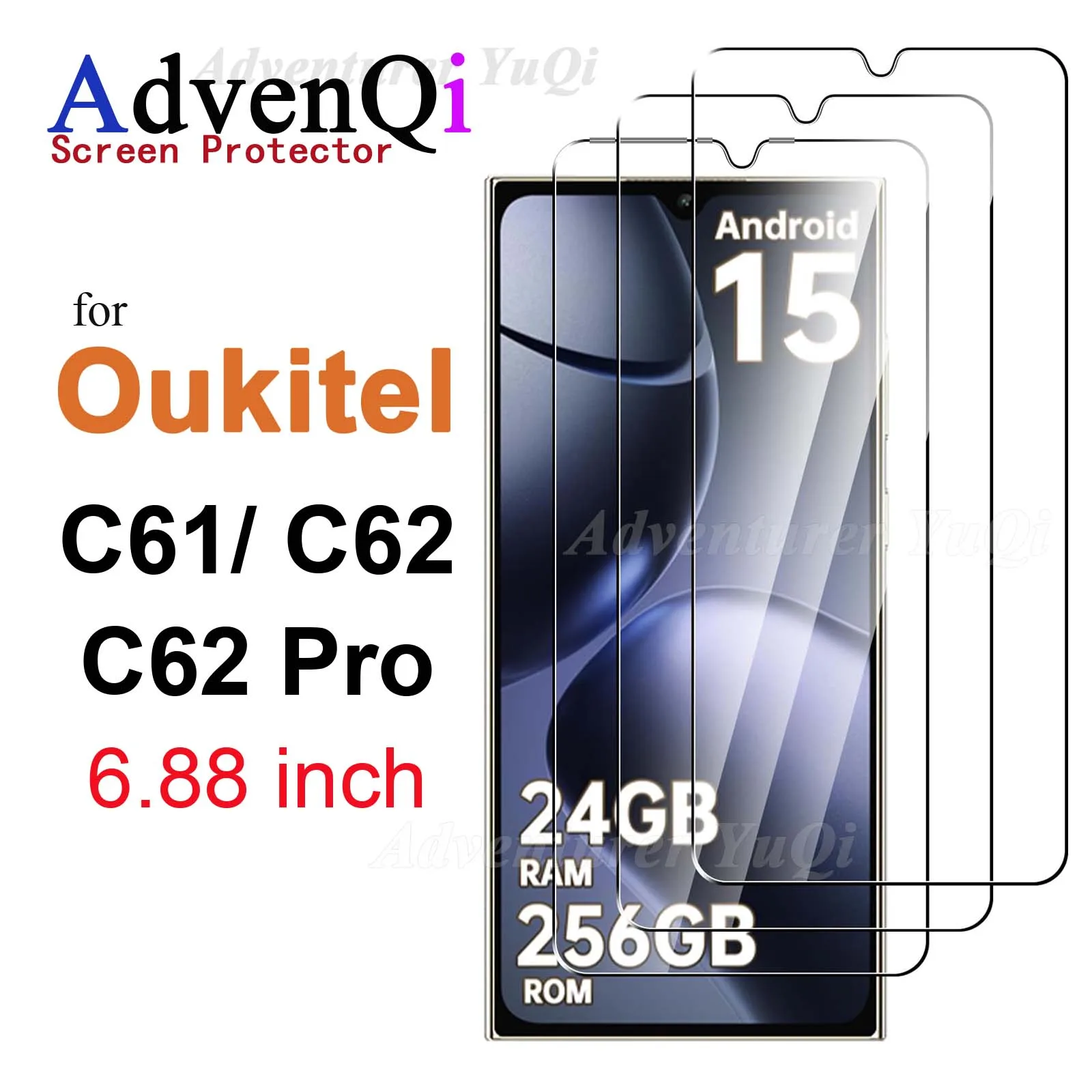 Premium Tempered Glass Screen Protector - 6.88 inch, HD Clear, Anti-Scratch, Case-Friendly