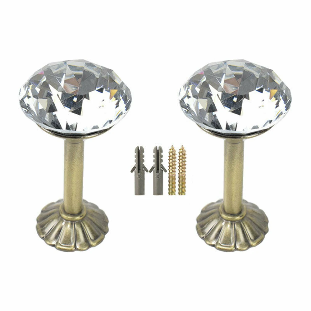 2Pc Crystal Curtain Holdbacks Hooks Wall Tie Backs Hooks Hanger Zinc Alloy Exquisite Diamond Wall Holder For Curtain Decoration