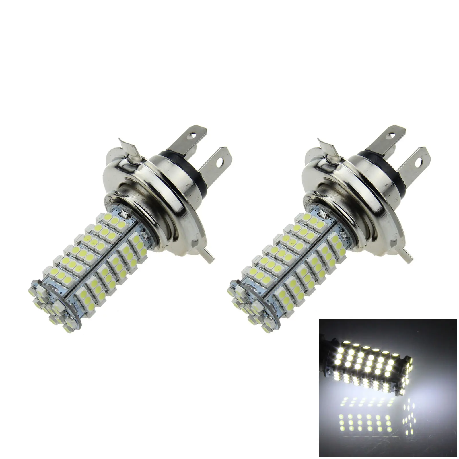 

2X белая автомобильная лампа H4, передняя лампа, 102 излучателей, 1210 SMD, светильник DIN49642T7