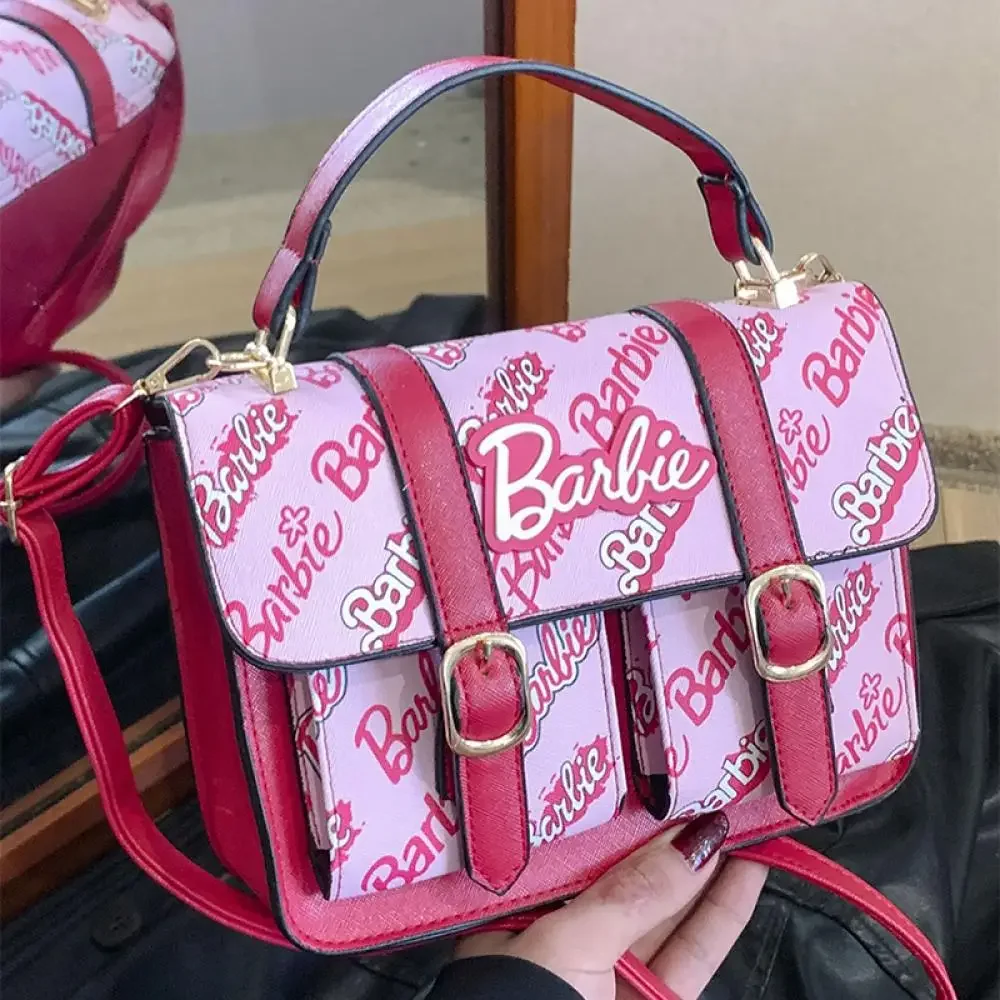 

Barbie Fashion Messenger Bag Anime Kawaii All-Match Girls PU Leather Square Shoulder Pouch Casual Ladies Handbag Birthday Gift