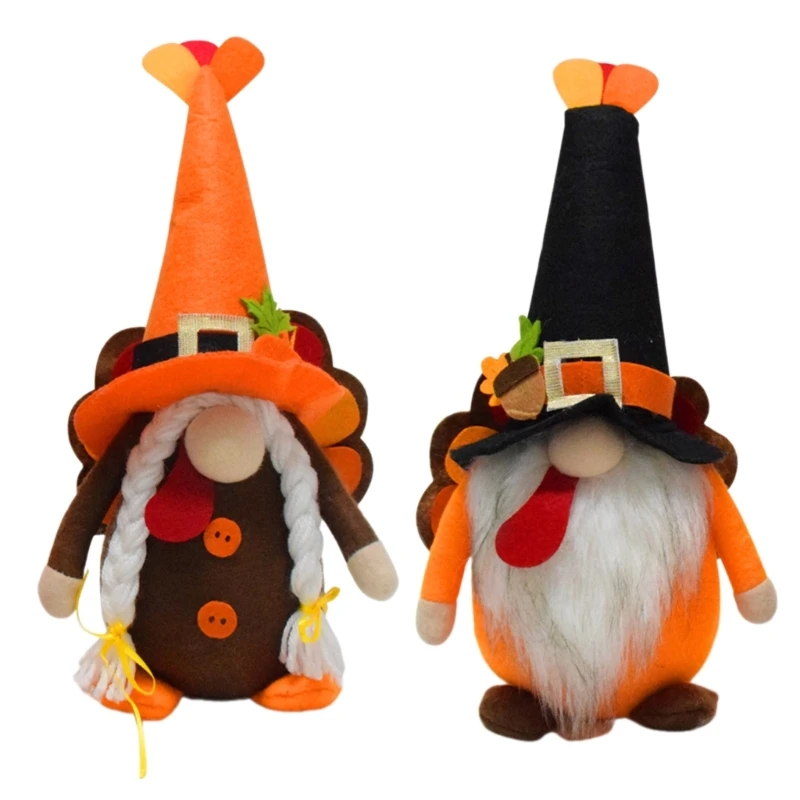 

Thanksgiving Turkey Faceless Elegant Standing Dwarfs Toy Stuffed Funny Window Decorations Party Supplies