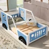 Twin Size Classic Car-Shaped Platform Beds Wheels,Blue Car Bed for Kid Children Beds Kids Beds for Boys,Bed for Girls Furniture 1