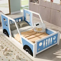 Twin Size Classic Car-Shaped Platform Beds Wheels,Blue Car Bed for Kid Children Beds Kids Beds for Boys,Bed for Girls Furniture 1