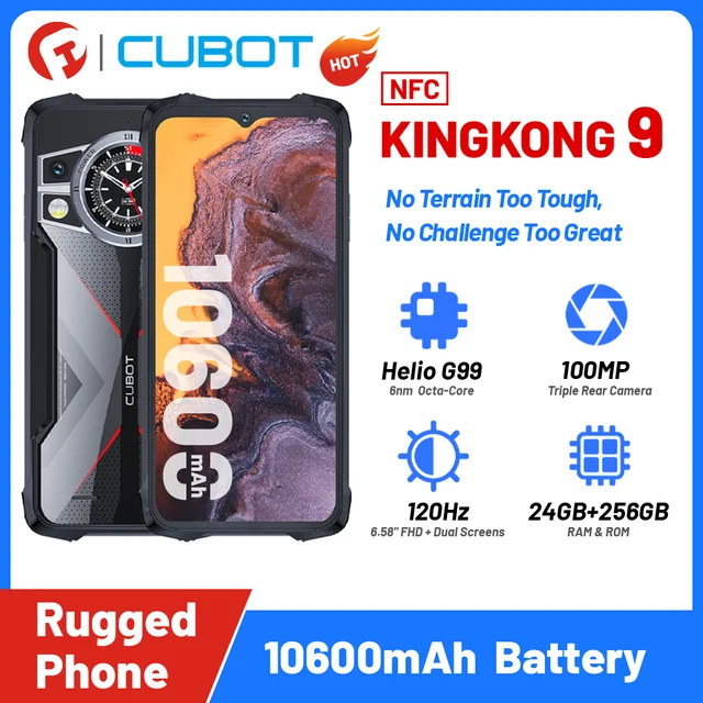 Cubot KingKong 9 Helio G99 120Hz 6.58 12GB+256GB,100MP NFC Rugged  Smartphone