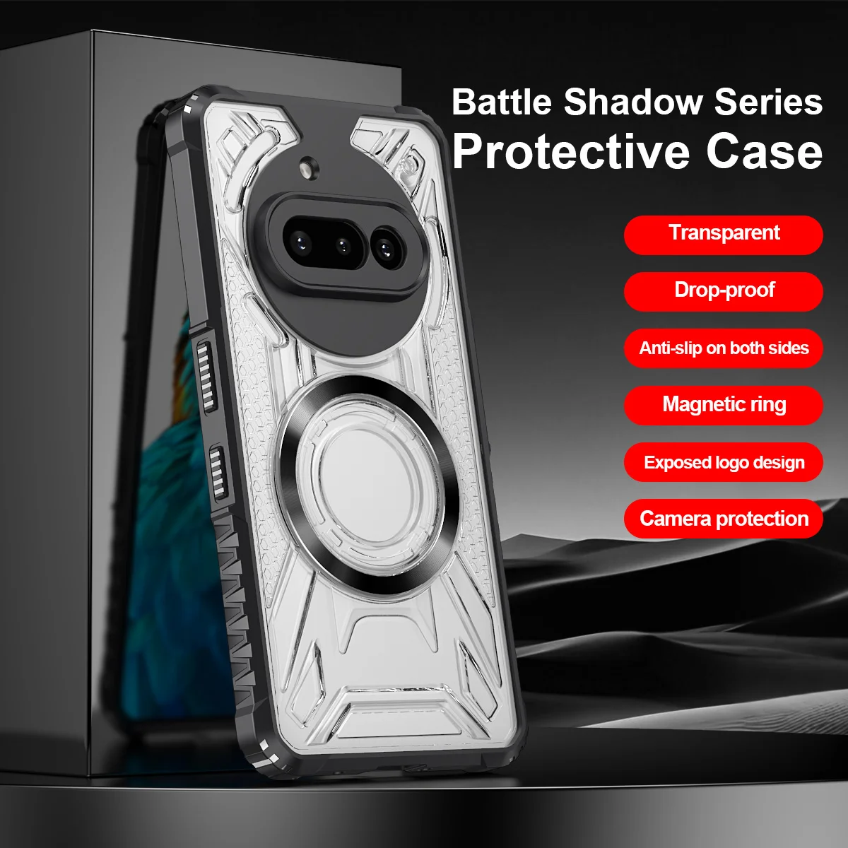 Luxury Armor Magnetic Magsafe Transparent Phone Case - Shockproof Battle Shadow Cover