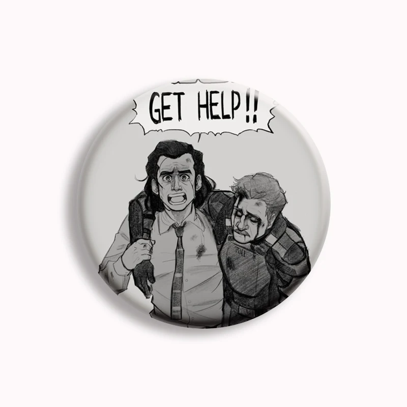 thumbnail image 1 of Broche de dibujos animados de Loki y Mobius con forma de fan art, creativo, divertido, con forma de robot de amor, insignia para sombrero, decoración de ropa, regalo para amigos y amantes, 58 mm, 1 of 5