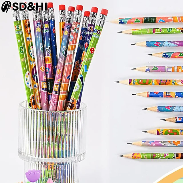 Lapis à crayon en bois HB avec gomme pour étudiants et enfants, Lapiz de  dessin et d'écriture pour l'école, fournitures d'écriture scolaire, 12  pièces/lot - AliExpress