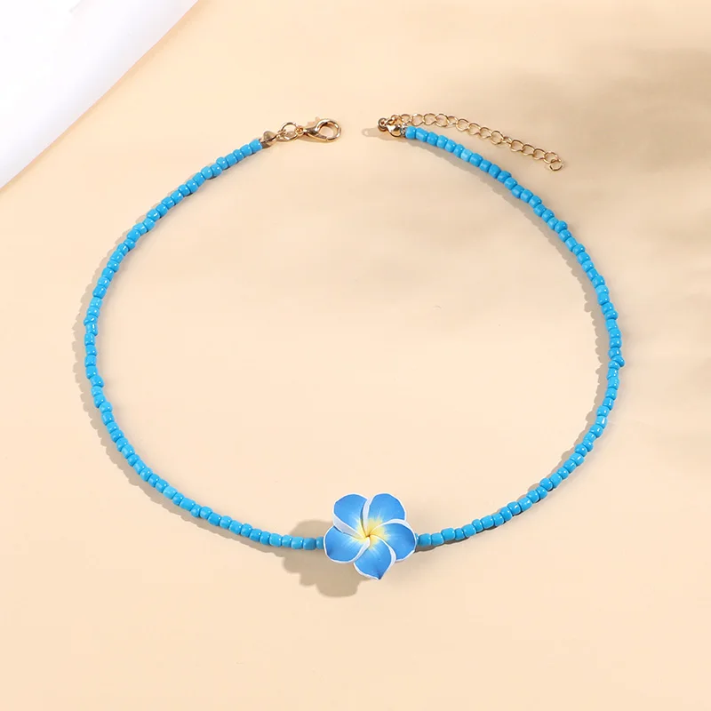 Böhmische Polymer-Blumen-Halskette Hawaiianische Sommer-Geburtstagsparty-Dekoration Frauen Mädchen Geschenke Strand-Hochzeit Choker Schmuck – Detail 7