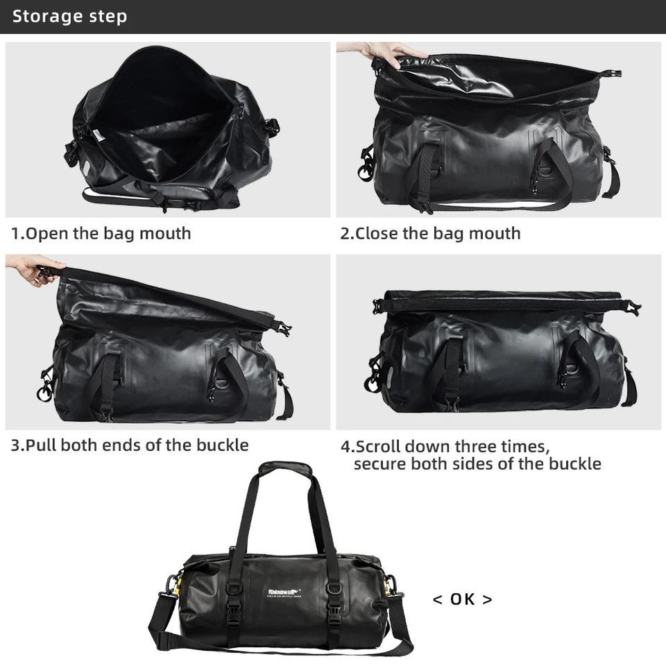 Borsa Da Bicicletta Rhinowalk 20L | Impermeabile Con Copertura Antipioggia | Zaino Convertibile Con Gancio Per Portapacchi