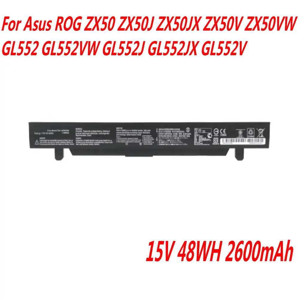 

Новинка 14,8 V 48WH A41N1424 Аккумулятор для ноутбука ASUS ROG ZX50 ZX50J ZX50JX ZX50V ZX50VW GL552 GL552J GL552JX GL552V 14,8 V 2600mAh
