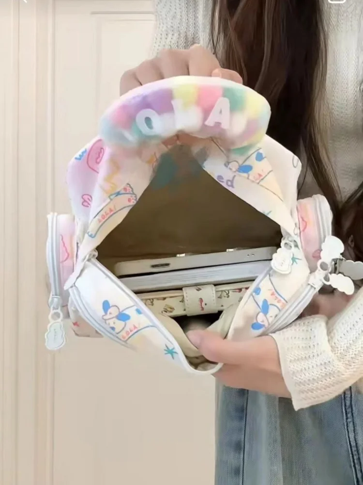 Contrast Color Plaid Transparent Backpack Casual Big Capacity Schoolbag Handbag Student Leisure Travel Backpack