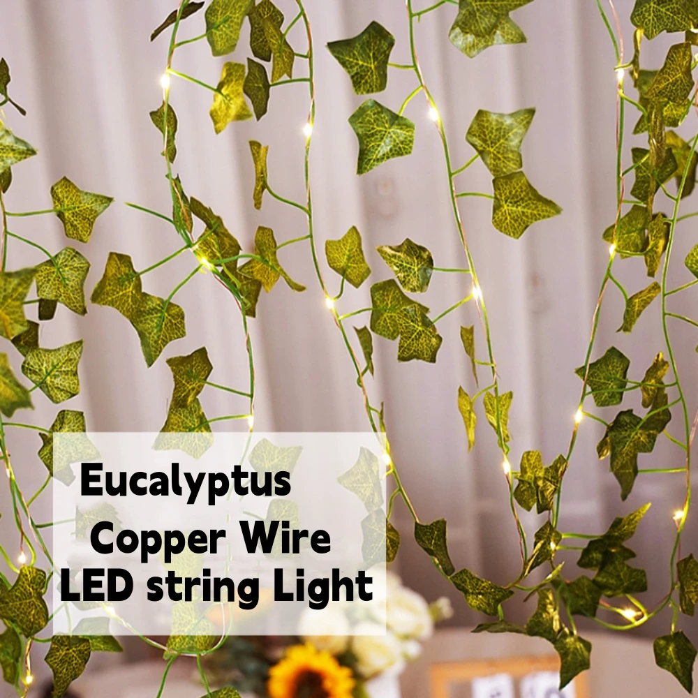 LED String Light Geen Eucalyptus Leaves Maple Leaf 5V USB Battery Power Wedding Christmas Decoration 2M 5M 10M Fairy Lights