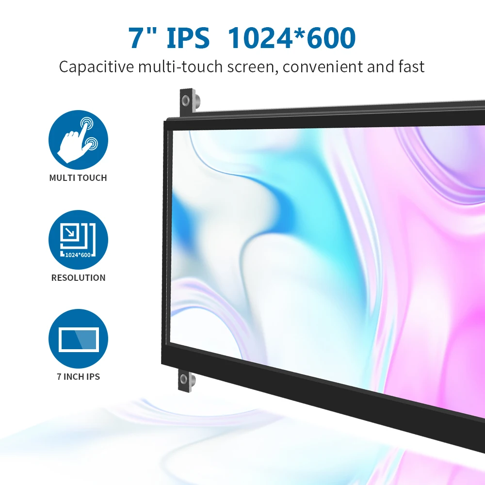 

JLT7008 7 Inch TFT LCD Display 1024*600 Touch Screen for Raspberry Pi 5 module portable laptop for connect to PC monitor screen