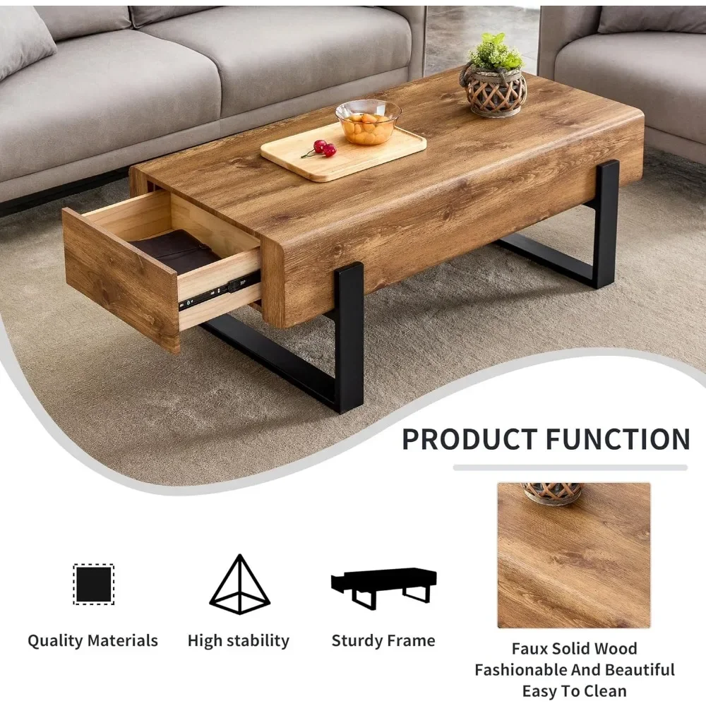 Coffee Table, Metal Legs for Living Room Dining Room, Coffee Table 4