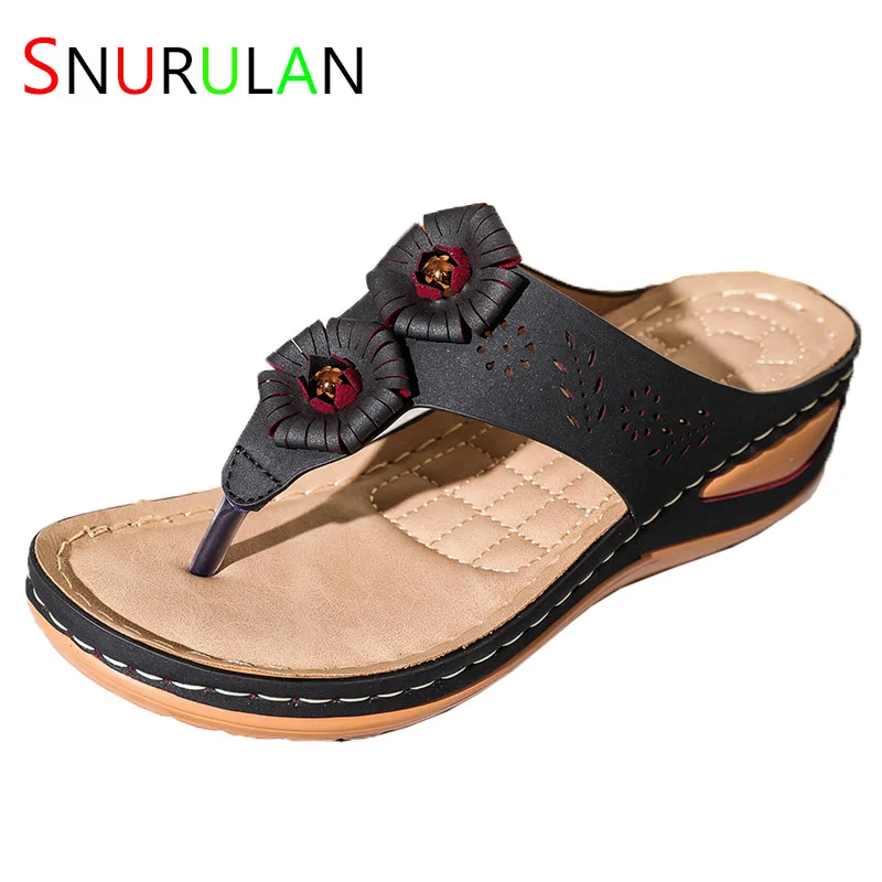 Sandalo Piatto Estivo Per Donna 5 Colori Sandali Multicolor Retro Flowers Infradito Pantofole Da Donna Sandalias Mujer Platform Shoes