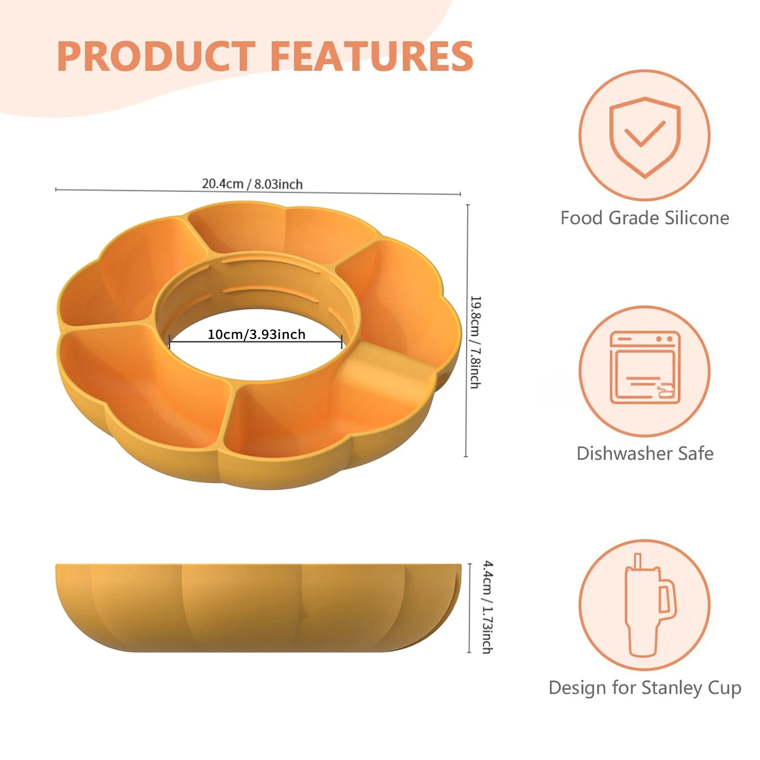 Efficiently Organized Large Durable Outdoor Snack Tray-Reusable Divided Snack Container with Removable Dividers for Precise Po