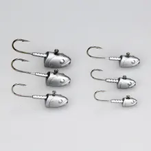 

AS 2pcs 4g7g10g12g15g20g Unmounted Exposed Jig Head Soft Worm Bass Trout Hook Baits Fishing Jigging Accessories