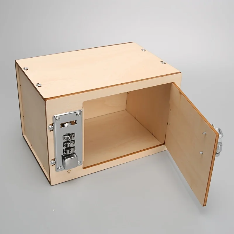 DIY Wooden Mechanical Combination Lock Box Kit Science Model Uncharged Natural Wood ConstructionNo Battery Required 2